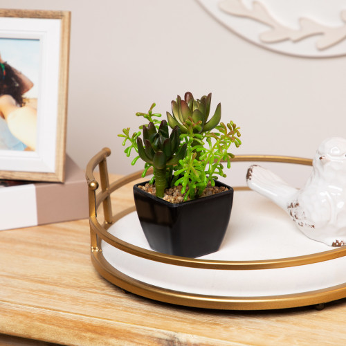 Potted Artificial Succulent Arrangement - 6" - IMAGE 1