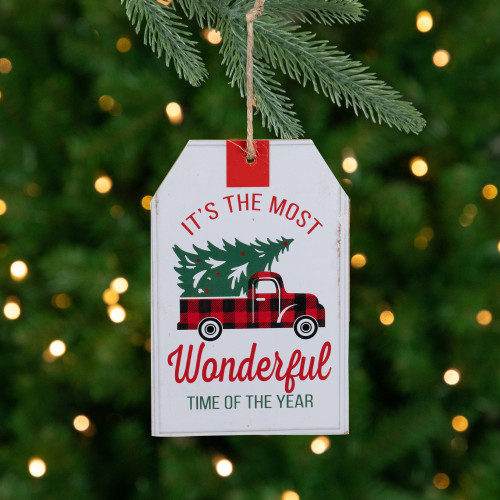 Most Wonderful Time of the Year Christmas Tag Ornament - 6" - IMAGE 1