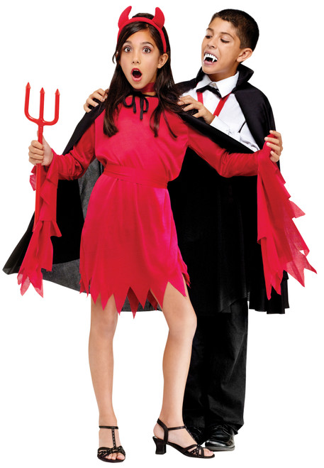 Kid's Black Fabric Cape Halloween Accessory - One Size - IMAGE 1