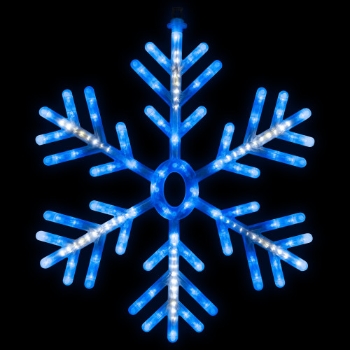 LED Lighted Snowflake Christmas Window Silhouette - 24.5" - Pure White and Blue - IMAGE 1