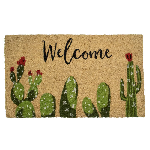 Natural Coir Cactus "Welcome" Outdoor Doormat 18" x 30" - IMAGE 1