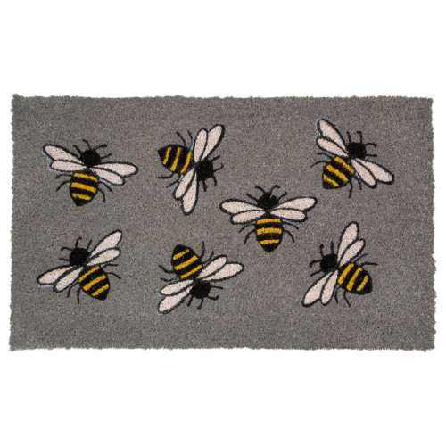 Natural Coir Outdoor Rectangular Bumble Bee Doormat 18" x 30" - IMAGE 1