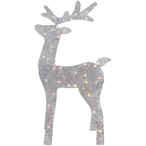 LED Lighted Glitter Reindeer Outdoor Christmas Decoration - 39.5" - Warm White - IMAGE 1
