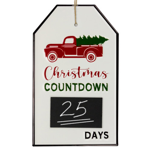 13" Gift Tag Shaped Christmas Countdown Chalkboard Wall Decor - IMAGE 1