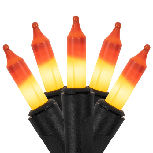 Candy Corn Mini Halloween Light Set Yellow and Orange 9.5' Black Wire - 50ct - IMAGE 1