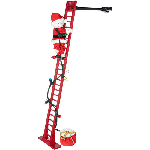 Mr. Christmas Animated Plush Super Climbing Snowman on Ladder, 40" - IMAGE 1