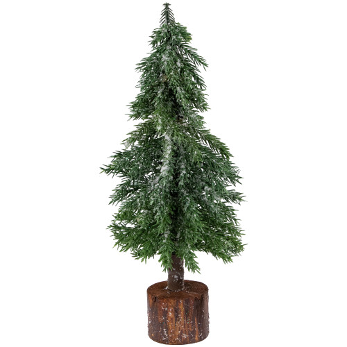 Frosted Icy Pine Tree with Jute Base Christmas Tree - 14" - Unlit - IMAGE 1