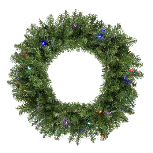 Pre-Lit Rockwood Pine Artificial Christmas Wreath - 24" - Multi LED Lights - IMAGE 1