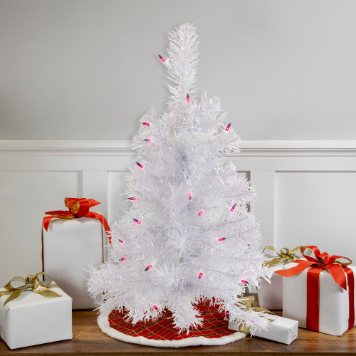 Pre-Lit Medium Rockport White Pine Artificial Christmas Tree - 2' - Purple Lights - IMAGE 1
