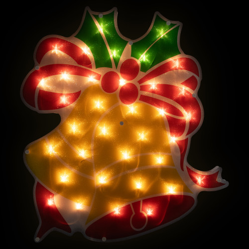Lighted Bells and Holly Christmas Window Decoration - 18.5" - IMAGE 1
