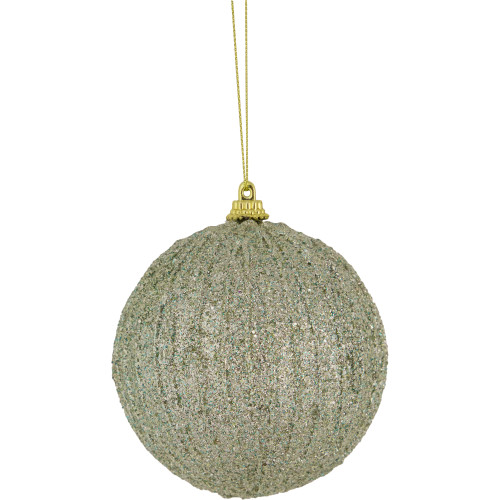 4" Green Glitter Shatterproof Christmas Ball Ornament - IMAGE 1