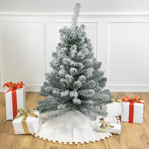 Medium Heavily Flocked Madison Pine  Artificial Christmas Tree - 3' - Unlit - IMAGE 1