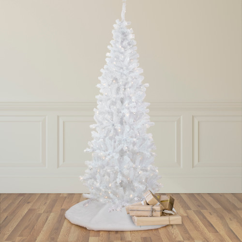 Pre-Lit Pencil White Georgian Pine Artificial Christmas Tree - 6.5' - Warm White LED Lights - IMAGE 1
