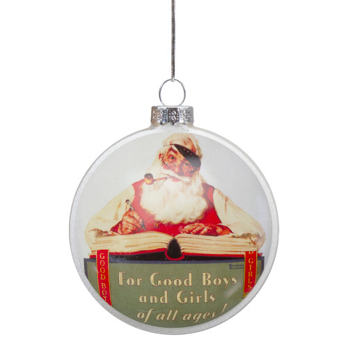 Norman Rockwell "For Good Boys and Girls" Glass Disc Christmas Ornament - 3" - IMAGE 1