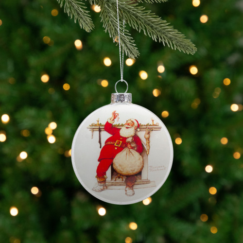 Norman Rockwell 'Filling The Stockings' Glass Disc Christmas Ornament - 3'" - IMAGE 1