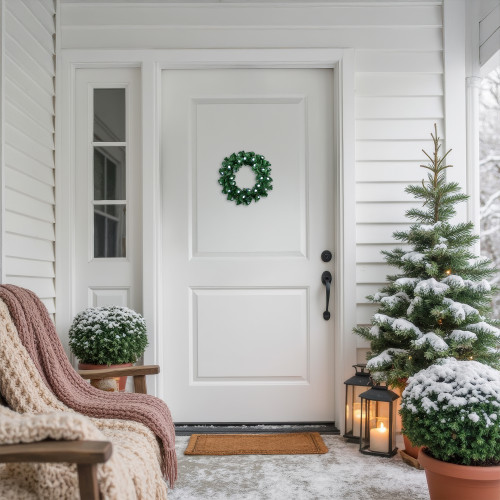 Pre-Lit Color Changing Fiber Optic Globe Lights Artificial Christmas Wreath, 12-Inch - IMAGE 1