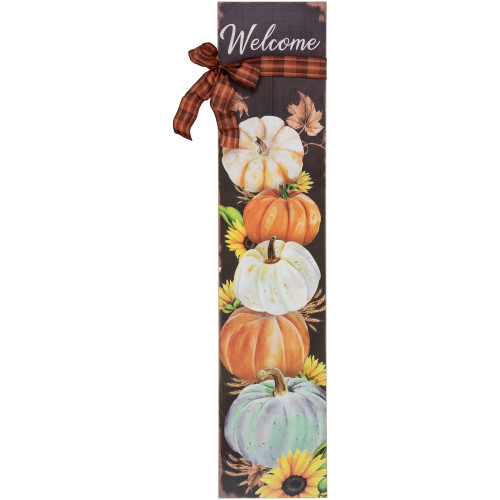 36" Fall Harvest Welcome Autumn Pumpkin Wall Sign - IMAGE 1