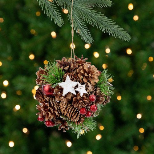 6-in Pine Cones Stars and Berries Hanging Christmas Ornament - IMAGE 1