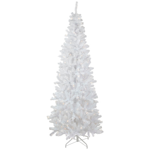 Pre-Lit Pencil White Georgian Pine Artificial Christmas Tree - 7.5' - Warm White LED Lights - IMAGE 1