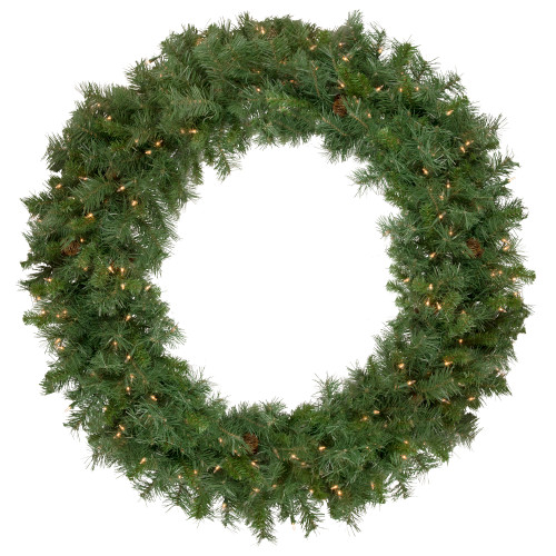 Pre-Lit Black River Pine Artificial Christmas Wreath, 48-Inch, Clear Lights - IMAGE 1