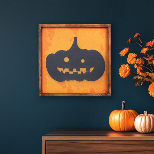 Jack O Lantern Silhouette Halloween Wall Hanging - 15.75" - IMAGE 1