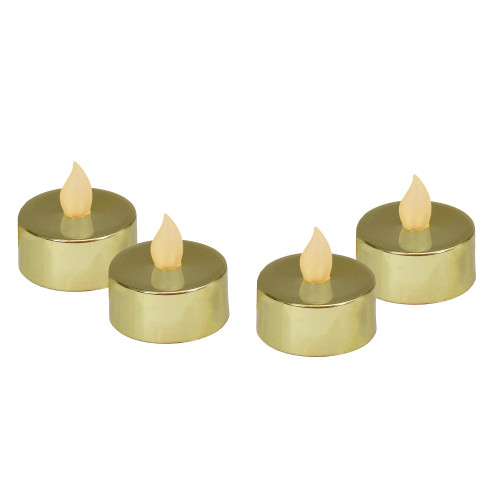 Set of 4 Metallic Gold LED Lighted Flickering Flame Tea Light Candles - IMAGE 1
