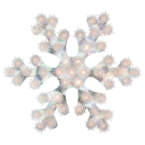 12" Lighted Holographic Snowflake Christmas Window Decoration - IMAGE 1