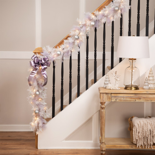 9' x 10" Pre-Lit Vermont White Pine Artificial Christmas Garland, Clear Lights - IMAGE 1