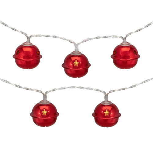 10-Count LED Red Christmas Bells Fairy Lights, 5.5ft, Copper Wire - IMAGE 1