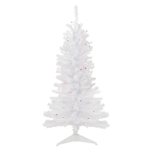 Pre-Lit Slim Woodbury White Pine Artificial Christmas Tree - 4' - Multi Lights - IMAGE 1