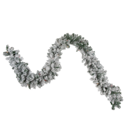 Pre-Lit Flocked Madison Pine Artificial Christmas Garland - 9' x 10" - Multi Lights - IMAGE 1