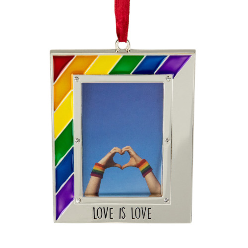 Picture Frame "Love is Love" Christmas Ornament - for 2.75" x 1.5" Photo - 3.5" - IMAGE 1