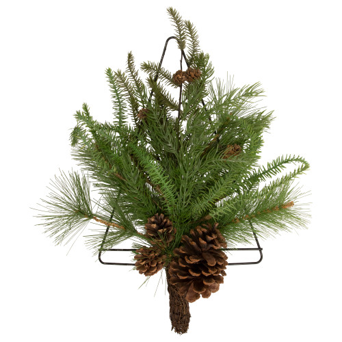 21" Pine Christmas Tree Wall Hanging Decoration with Pinecones - IMAGE 1