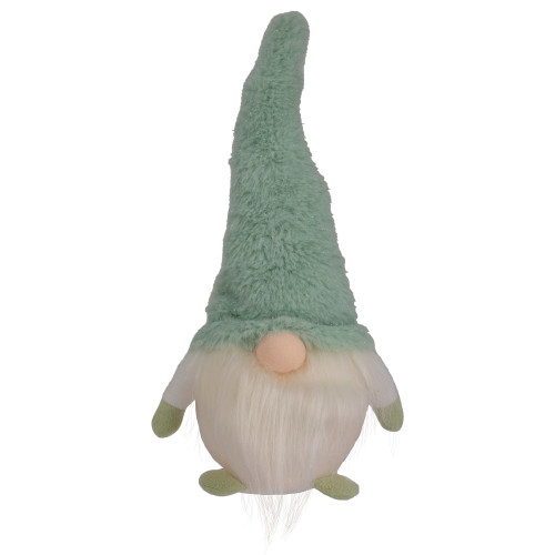 LED Lighted Plush Faux Fur Gnome Christmas Figure - 13.75" - Green - IMAGE 1