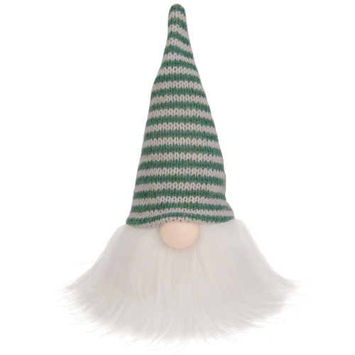 Striped Knitted Gnome Head Christmas Figure - 5.5" - Green - IMAGE 1
