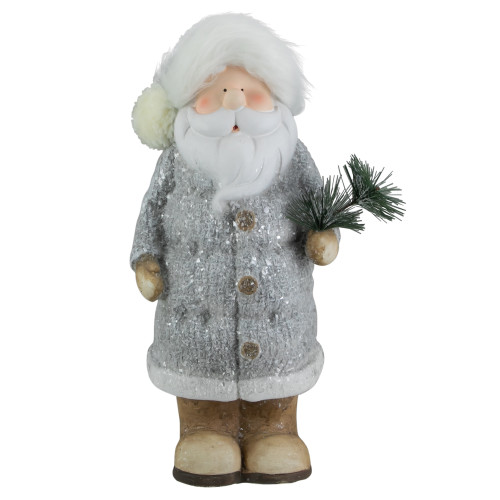 Ceramic Santa Holding Pine Sprig Christmas Figure - 18" - IMAGE 1