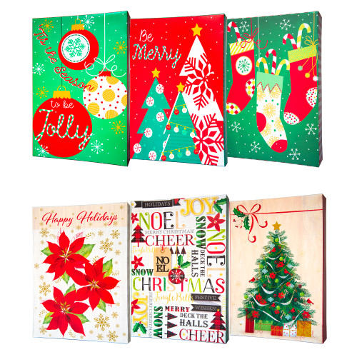 Pack of 6 Assorted Medium Christmas Holiday Gift Boxes - IMAGE 1