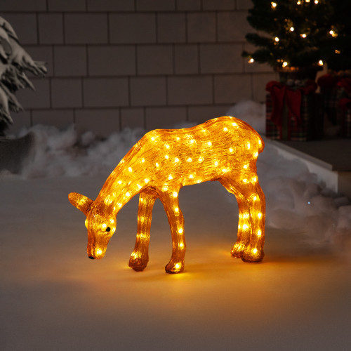 LED Lighted Commercial Grade Acrylic Feeding Reindeer Outdoor Christmas Decoration - 22" - IMAGE 1