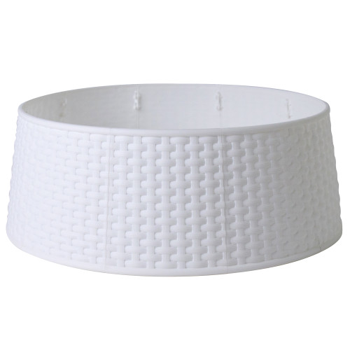 21" White Rattan Pattern Medium Christmas Tree Collar - IMAGE 1