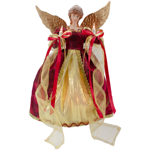 Lighted Angel with Wings Christmas Tree Topper - 13.5" - Clear Lights - IMAGE 1
