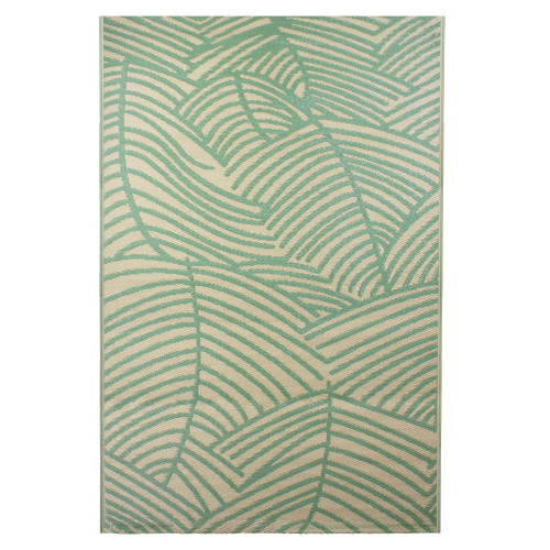 4' x 6' Green and Beige Leaf Design Rectangular Outdoor Area Rug - IMAGE 1