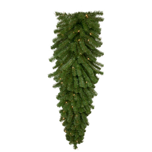 54" Pre-Lit Deluxe Dorchester Pine Artificial Christmas Teardrop Swag, Clear Lights - IMAGE 1