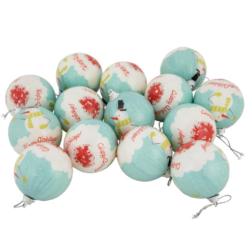 Snowmen Decoupage Christmas Ball Ornaments - 2.25" (60mm) - 14ct - IMAGE 1
