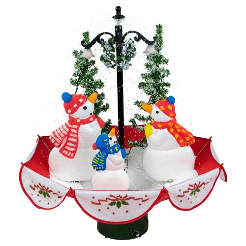 LED Lighted Musical Snowmen in Umbrella Base Snowing Christmas Decoration - 30" - IMAGE 1