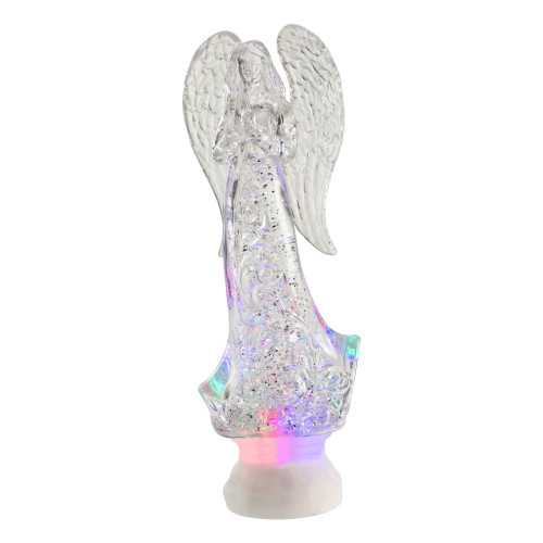 LED Lighted Icy Crystal Glitter Snow Globe Angel Christmas Figure - 11" - IMAGE 1