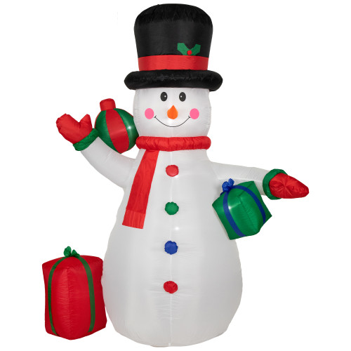 8ft Lighted Inflatable Snowman with Gifts Outdoor Christmas Decoration - IMAGE 1