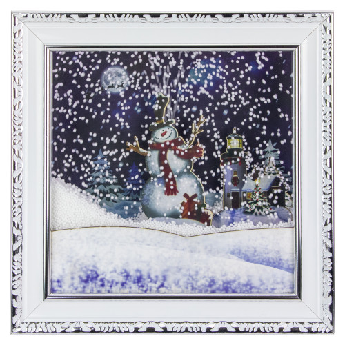 LED Lighted Musical Snowing Snowman Wall Plaque - 15" - IMAGE 1