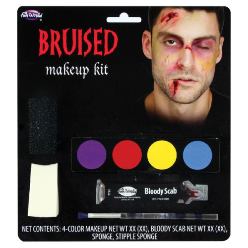 5 Piece Halloween Bruise Makeup Kit with 4 Colors and a Bloody Scab - IMAGE 1