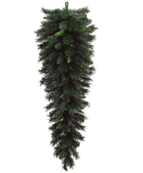 60" Large Artificial Green Pine Christmas Teardrop Swag - Unlit - IMAGE 1