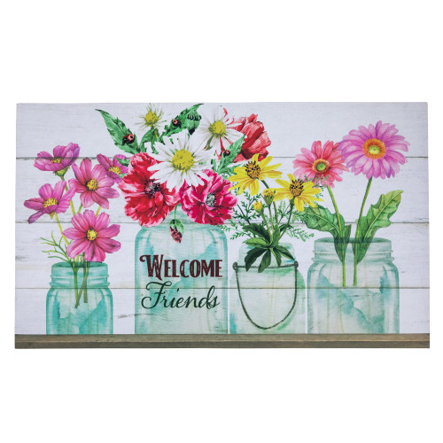 Welcome Friends Spring Bouquet Doormat 18" x 30" - IMAGE 1